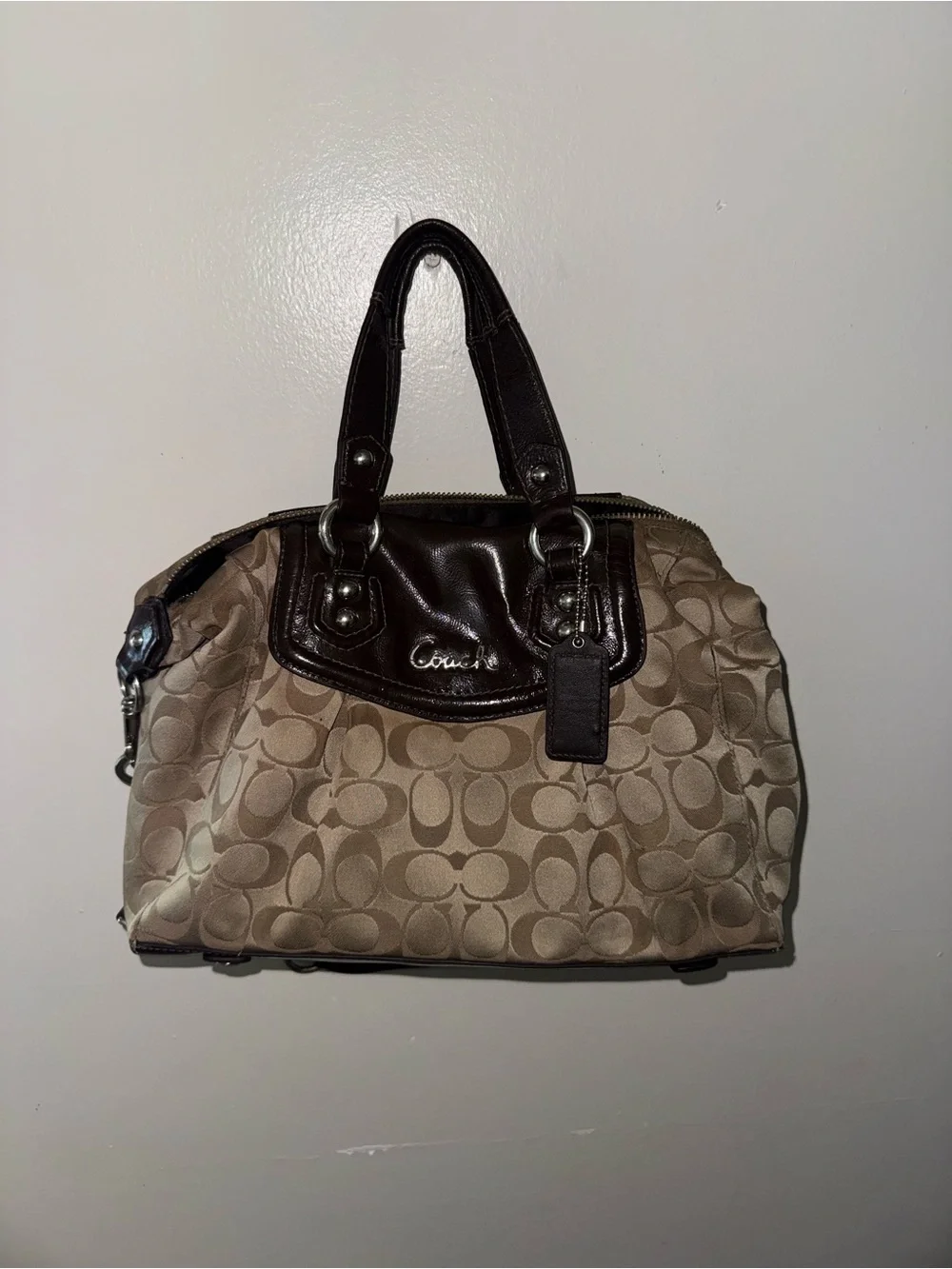 Vintage Coach Pleated Satchel Brown/Tan